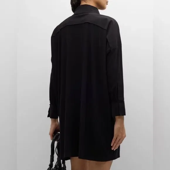 Norma Kamali Boxy Coverup Beach Shirt Tunic Dress Large Black Stretch Jersey - Picture 5 of 13